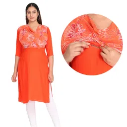 Morph Maternity Feeding Kurta With Horizontal Nursing - Orange-picture-21