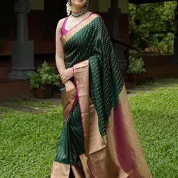 VILLE FASHION Ethnic Motifs Zari Kanjeevaram Saree-picture-54