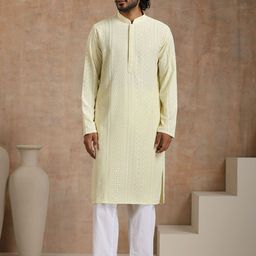 House of Chikankari Floral Embroidered Mandarin Collar Chikankari Straight Kurta-43