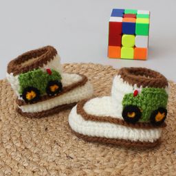 Woonie Crochet Truck Applique Boots - Off White-image-13