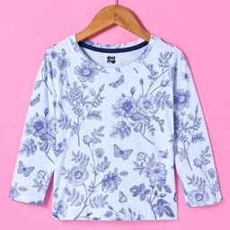 Evimo Single Jersey Knit Full Sleeves Floral Printed Top - Light Blue-image-94