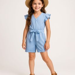 Mark & Mia Frill Sleeves Solid Color Jumpsuit - Light Blue-image-72