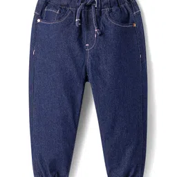 Babyhug Full Length Washed Denim Jeans With Stretch - Navy Blue-picture-27