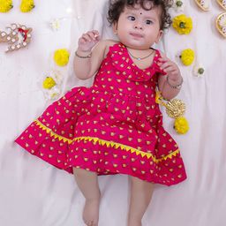 KID1 Sleeveless Birds Printed & Tassels Detailed Dress - Pink-image-40