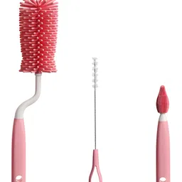 Bembika Baby Bottle Brushes: The Ultimate Bottle Brush Set For Your Baby Feeding Bottle Brush And Nipple Cleaner Brush Needs Pink Set of 3-picture-1