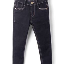 Under Fourteen Only Denim Stones Embellished Jeans - Black-image-34