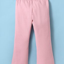 UCB Cotton Knit Full Length Textured Solid Color Trouser - Pink-image-7