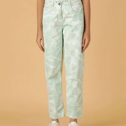 Tales & Stories Cotton Tie Dye Straight Fit Jeans - Mint Green-image-31