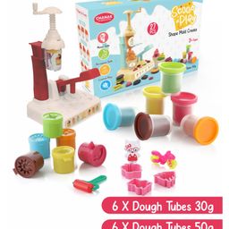 Aditi Toys Clay & Dough Play Set Ice Cream Maker White with Color Dough Tubes (6X50g Each) + (6X30g Each) Non-Toxic, Safe for Kids 3+ Years-image-91