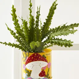 DecorTwist Yellow & White Printed Metal Hanging Planters-image-36