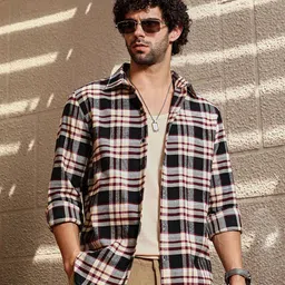 Campus Sutra Men Classic Fit Spread Collar Tartan Checked Cotton Casual Shirt-picture-36