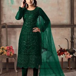 ODETTE Women Floral Embroidered Regular Sequinned Kurta with Trousers & With Dupatta-picture-46
