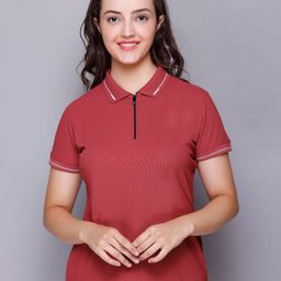 ELPIDA Solid Polo Collar Short Sleeves Regular Fit T-Shirt-image-49