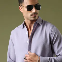 Voroxy Standard Textured Spread Collar Wrinkle Free Casual Shirt-picture-17
