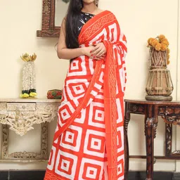 Craft Musium Geometric Printed Pure Cotton Saree With Unstitched Blouse Piece-picture-17