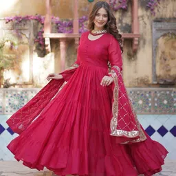 Wedani Women Round Neck Georgette Fit & Flare Ethnic Dress-picture-19