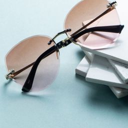 Leeway Women Pink Lens & Gold-Toned Butterfly Sunglasses with UV Protected Lens-image-85
