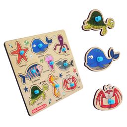 Mingkids Kids Education Knob and Peg Puzzles Set of 4 Multicolour - 33 pieces image 4