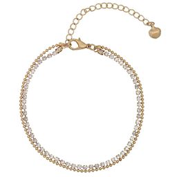 MEMOIR Gold-Plated Cubic Zirconia Two Strand Stylish Link Bracelet-15