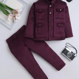 Fourfolds Boys Wine Indowestern Sets-image-62
