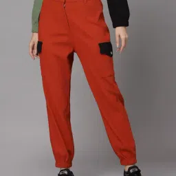 KASSUALLY Red Regular Fit Mid Rise Joggers-picture-25