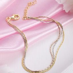 Zavya 92.5 Sterling Silver Trinity Elegance Triple Tone Flexible Fit Bracelet for Women-image-82