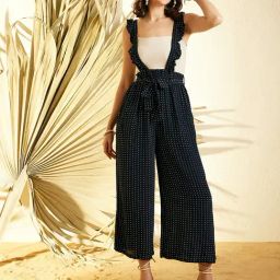 StyleStone Navy & White Rayon Print Dungaree-picture-45
