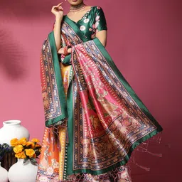 Kaizen TEXO FAB Printed Satin Semi-Stitched Lehenga & Unstitched Blouse With Dupatta-picture-32