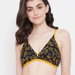 Clovia Black Geometric Print Non Wired Non Padded Plunge bra-picture-19