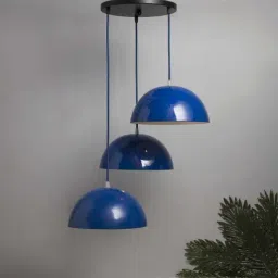 Homesake 3-Lights Round Cluster Blue Metal Pendant Light - Set of 1-16
