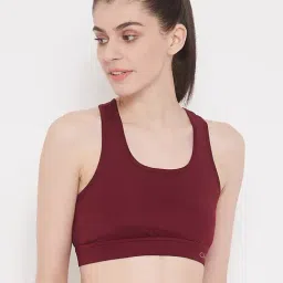 Clovia Maroon Non Wired Padded Sports Bra-image-9