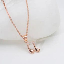 GIVA 92.5 Sterling Silver Rose Gold Music Pendant with Link Chain for Women-image-44