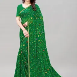 Satrani Green Bandhani Saree With Unstitched Blouse Piece-picture-21