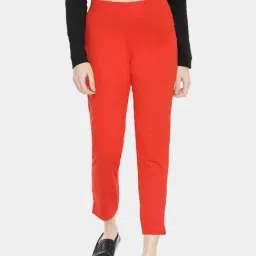 Dollar Missy Red Slim Fit Elasticated Trousers-picture-44