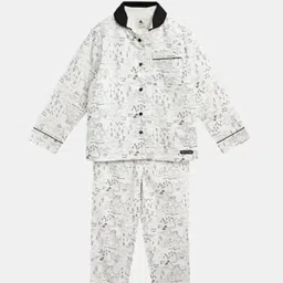 Cherry Crumble by Nitt Hyman Kids White & Black Printed Dalmatian Plush Nightsuit-image-77