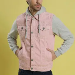 Campus Sutra Pink & Grey Hooded Jacket-picture-26