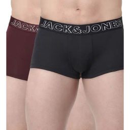 Jack & Jones Wine & Black Regular Fit Trunks - Pack Of 2-picture-19