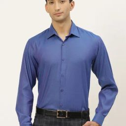 Sojanya Blue Cotton Regular Fit Self Pattern Shirt-image-31