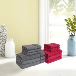 Spaces Seasons Best QD Coral & Grey 380 GSM Cotton Towel Set - Set of 12-image-59