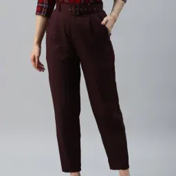 Melon by PlusS Wine Regular Fit Trousers-image-87