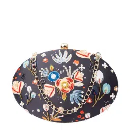 NR by Nidhi Rathi Black Fabric Clutch-image-86