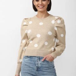 Forever 21 Beige Polka Dot Sweater-image-53