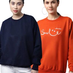 Vimal Jonney Navy & Orange Printed Fleece Pullover - Pack of 2-image-85