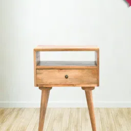 Artisan Furniture Solid Brown Mango Wood Open Slot Side Table-image-39