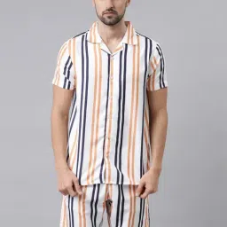 Bushirt Multicolor Regular Fit Striped Shirt With Shorts Set-image-101