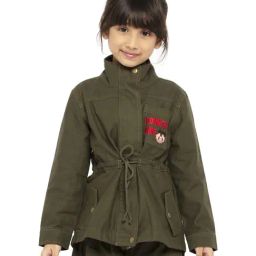 Under Fourteen Only Kids Green Embroidered Full Sleeves Jacket-image-48