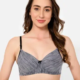 Clovia Grey Geometric Print Full Coverage Padded T-Shirt Bra-image-5