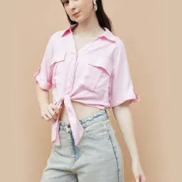 Ginger By Lifestyle Light Pink Regular Fit Shirt-image-69