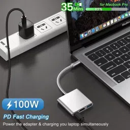 LOTA 3-in-1 USB-C to HDMI+USB+Power Adapter Silver & White 4K UHD Support, MST-1350-LT image 4