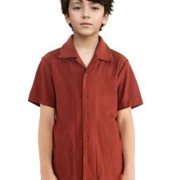 Rare Ones Boys Rust Cotton Jacquard Shirt-picture-16